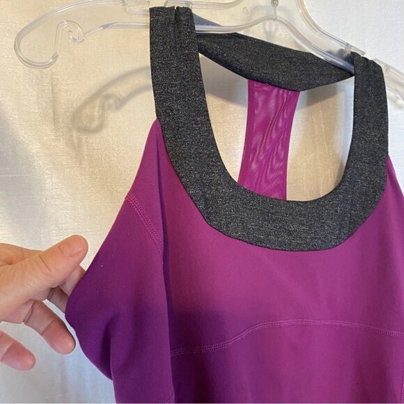 Lululemon Ladies Tank Size  10 Plum with Grey Heather trim - Picture 3 of 9